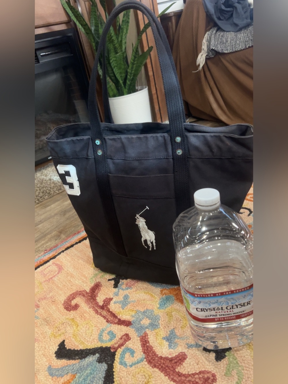 Ralph Lauren Black Big Pony Canvas Tote Bag Vintage #3 Y2K - Picture 5 of 16